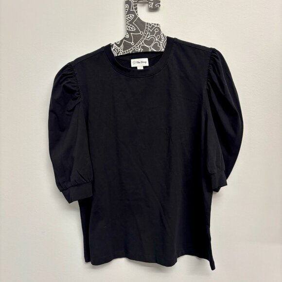 NWT THE DROP women's black puff sleeve top L - Picture 3 of 6